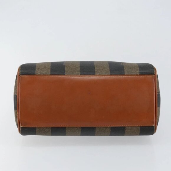 FENDI Pecan Canvas Hand Bag PVC Brown Gold Auth ep11310 - Picture 7 of 16